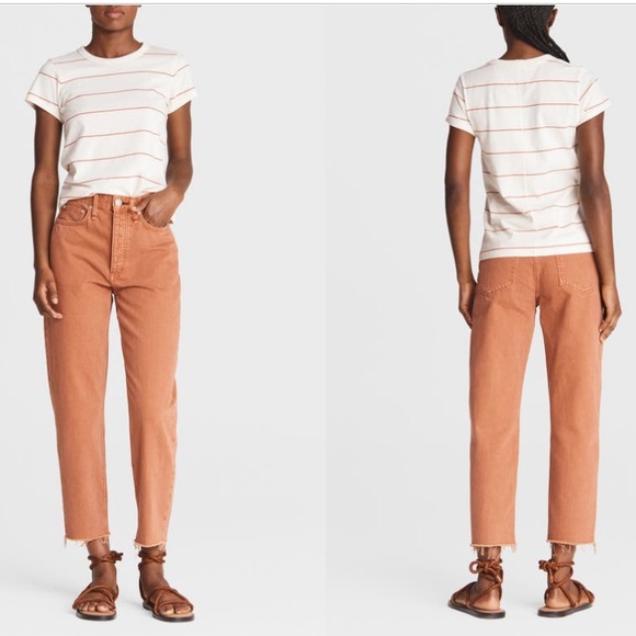 NWT rag & bone The Stripe Organic Cotton T-Shirt in Rust - Picture 11 of 13